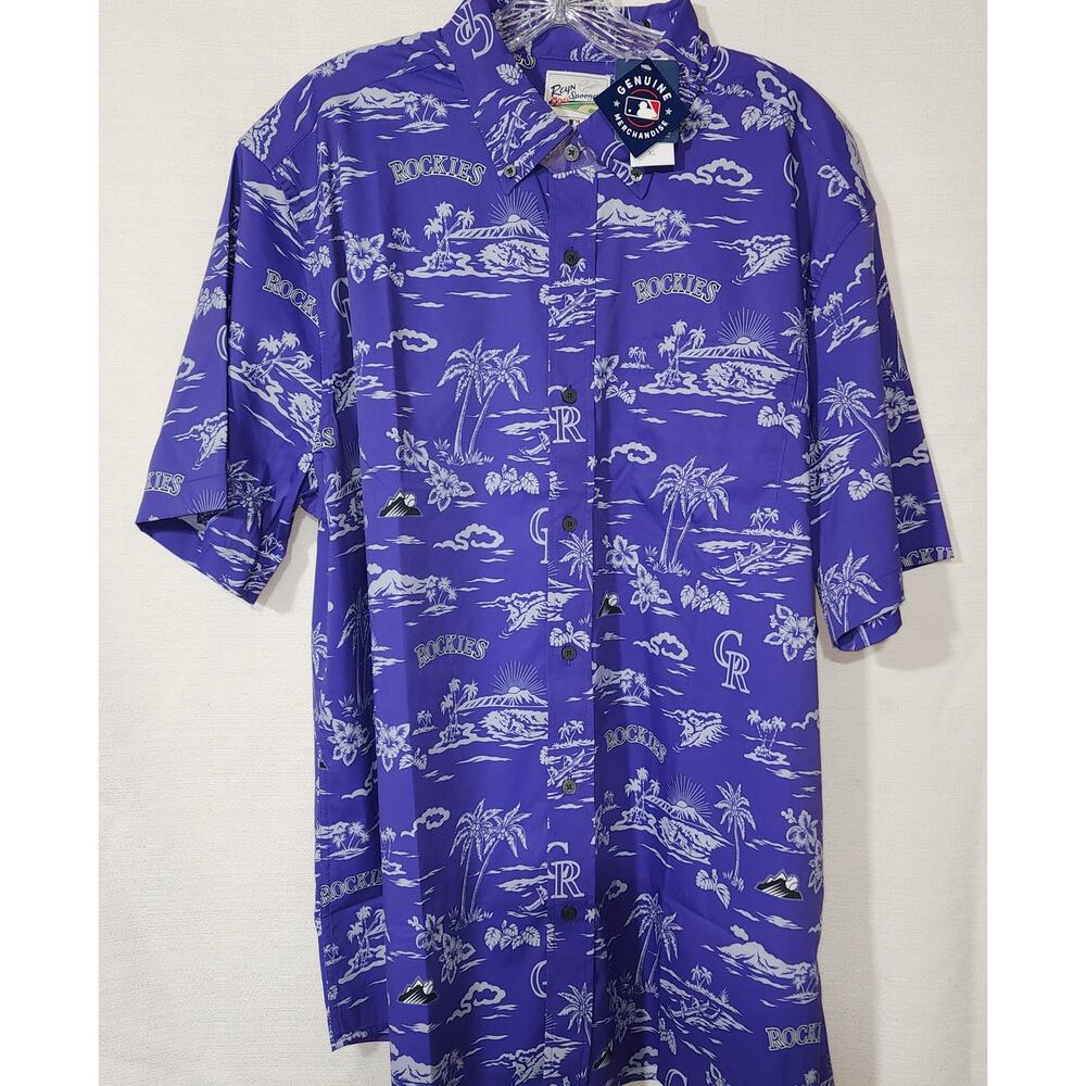 Colorado rockies short sleeve Hawaiian shirt Men XL